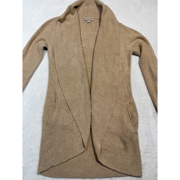 Barefoot Dreams CozyChic Lite Camel Open Cardigan XS/S Soft Knit Neutral Sweater - Picture 4 of 8